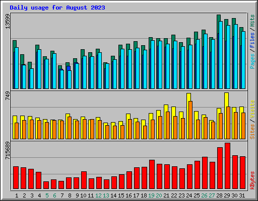Daily usage for August 2023
