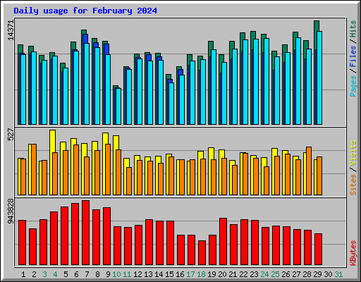 Daily usage for February 2024