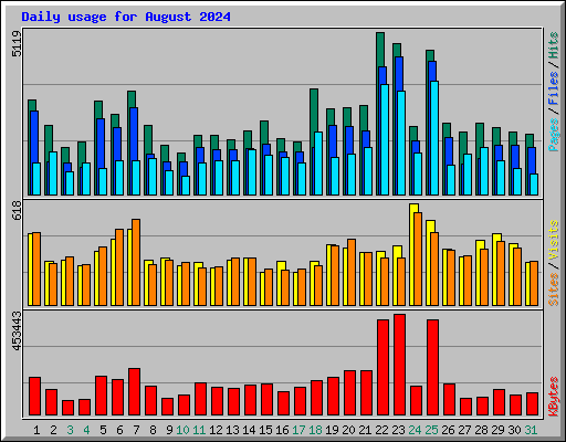 Daily usage for August 2024