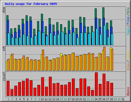 Daily usage for February 2025