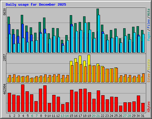 Daily usage for December 2025
